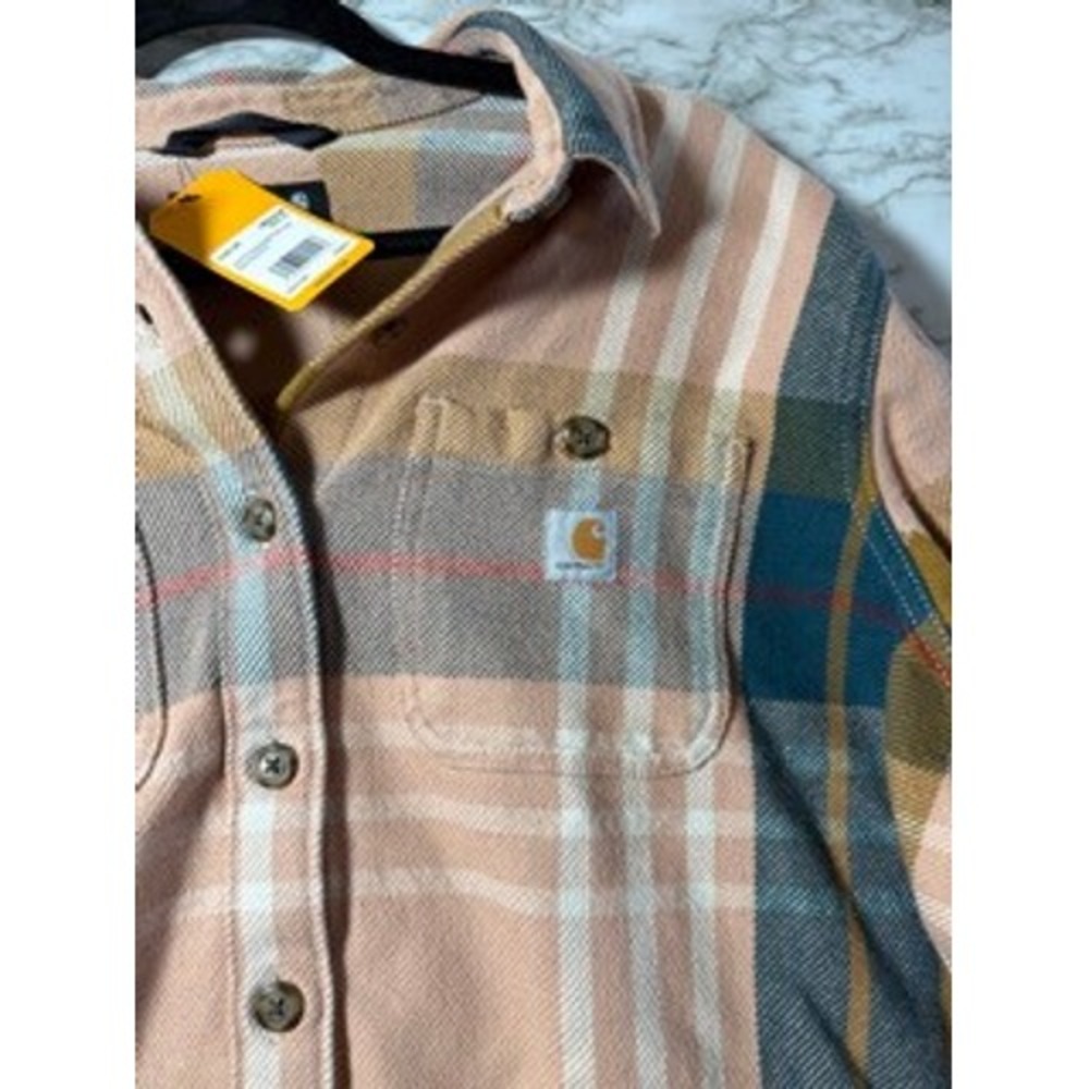 Carhartt Womens Loose Fit Heavyweight Twill Plaid Long Sleeve Shirt - Picture 3 of 6